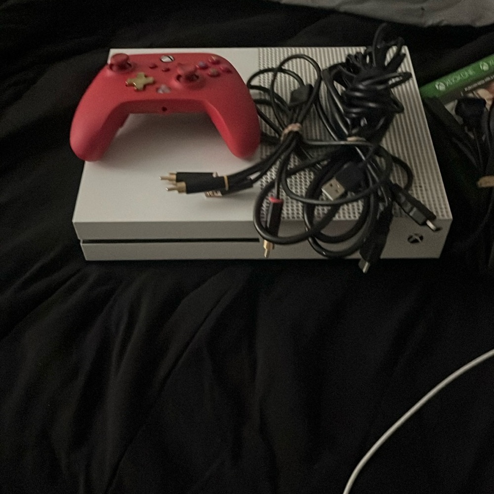 White Gaming Console with Red Controller